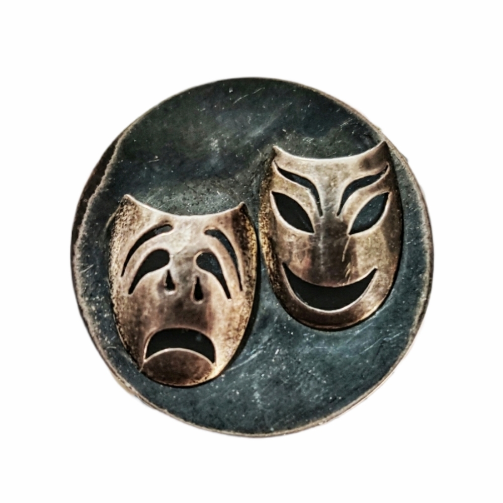 925 Ancient Greek Comedy Silver Masquerade Brooch